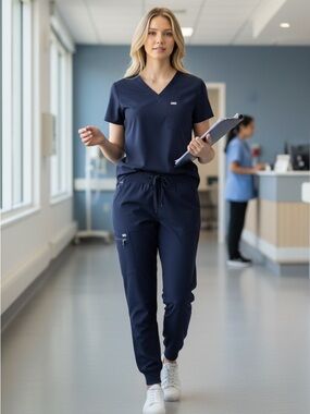 FIGS Navy Unisex Scrub Set - Top & Jogger Pants